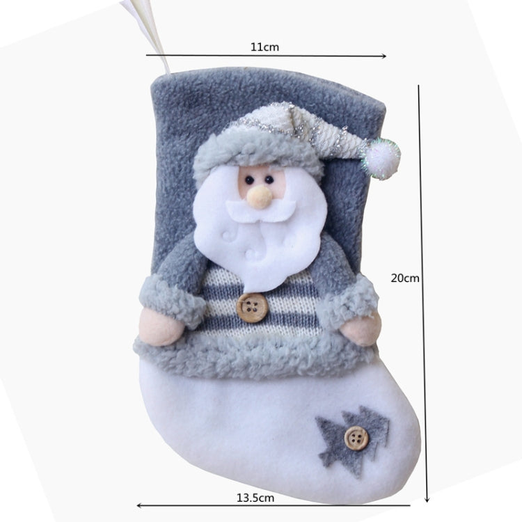 Santa flannel Christmas gift bag with faux beard, striped body, and star patch