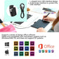 Drawing tablet with stylus pen and USB cable connected to laptop