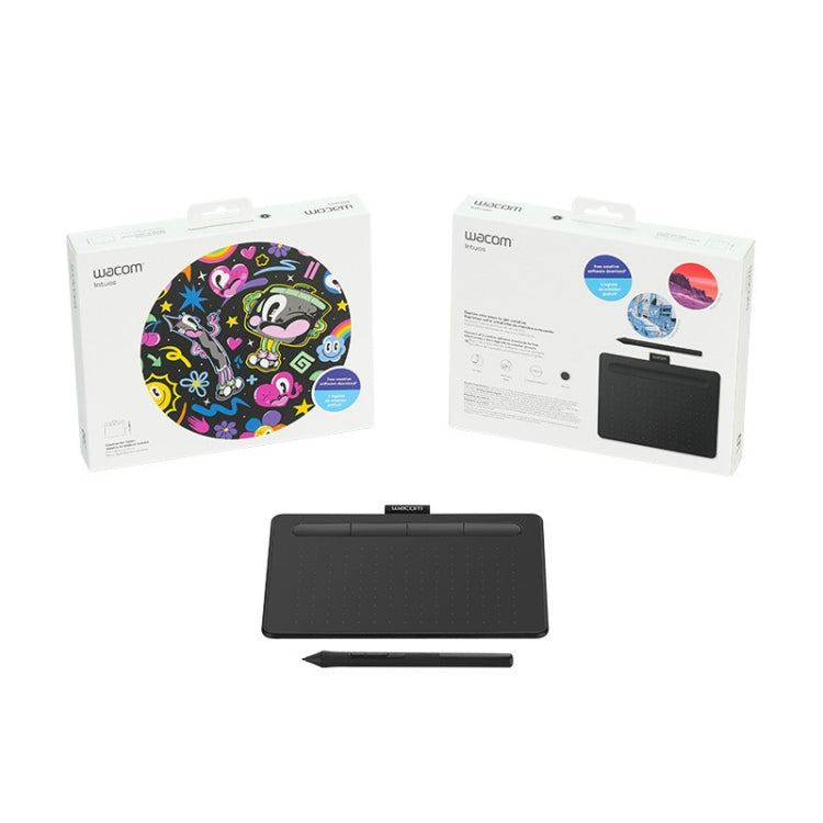 Wacom drawing tablet kit in retail boxes with black tablet and stylus