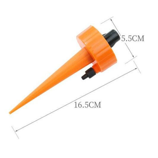 Curved micro-spray irrigation arrow, orange base with black outlet, 16.5 cm length