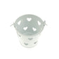 Light gray mini metal pen holder bucket with heart cutouts and side handles