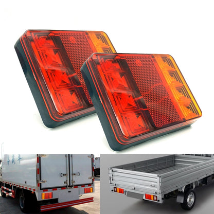 Pair of rectangular LED trailer tail/brake lights with red and amber lenses