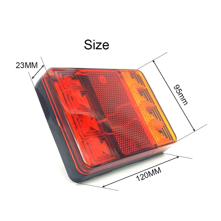 Rectangular LED tail light dimensions 120mm x 69mm x 23mm, red and amber lens
