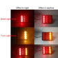 LED brake and turn light modes showing red and amber illumination, day and night