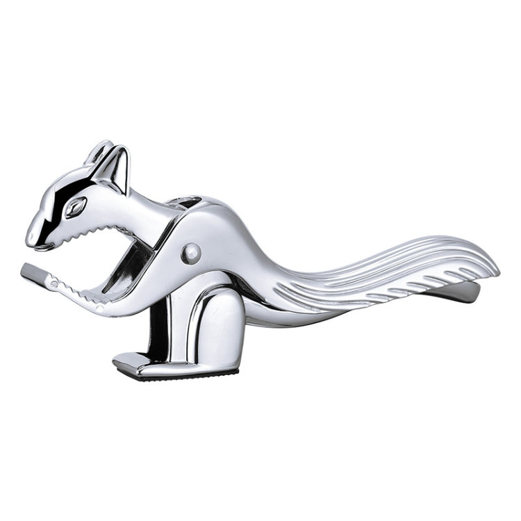 Squirrel-shaped silver nut cracker clip with sculpted handle and clamp mouth