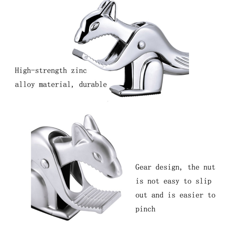Silver squirrel-shaped nut shell clip, sturdy metal hinge and spring jaws