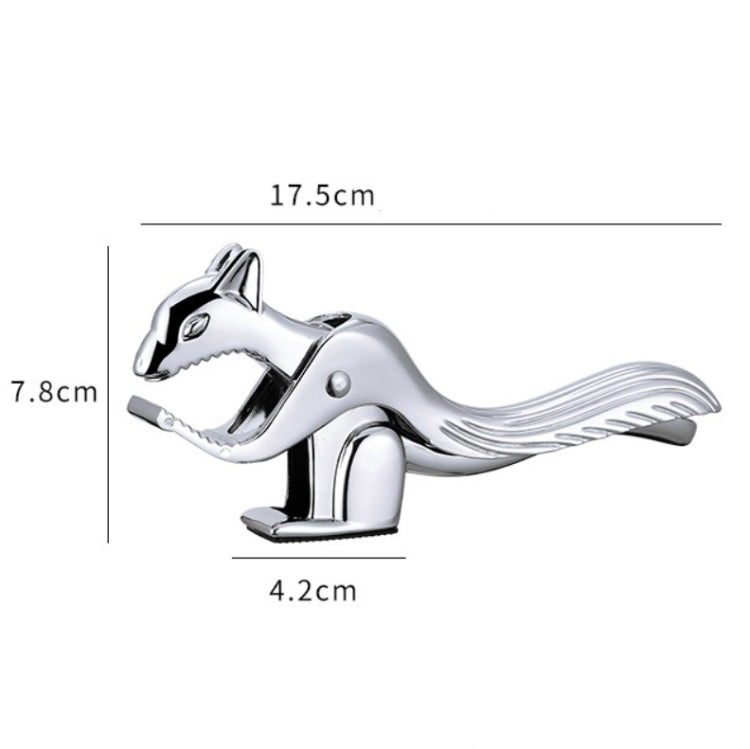 Squirrel-shaped nut shell clip with size markings: 17.5cm x 7.8cm