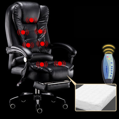 Black massage swivel office chair with lift recline footrest and steel base