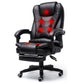 Black lift-recline massage swivel office chair with padded headrest and footrest