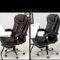 Massage office chair in brown and black, recline design with padded headrest and arms