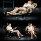 Massage recline swivel office chair in beige and brown with footrest and steel base