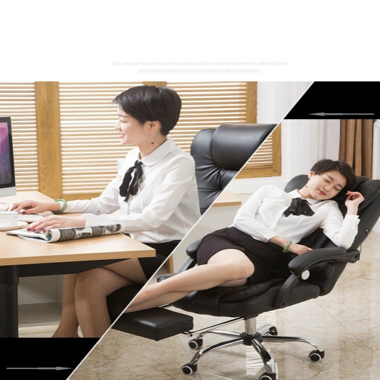 Black massage swivel office chair with lift recline, padded arms, and footrest