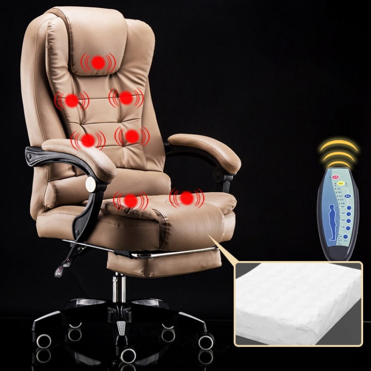 Beige lift swivel office chair with red massage nodules and padded armrests, chrome base