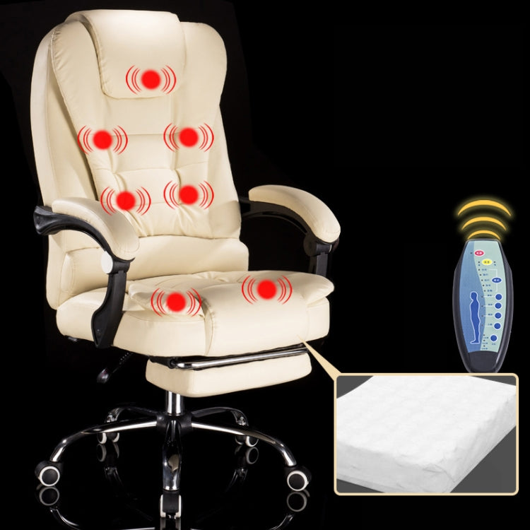 Cream lift swivel office chair with red massage nodules, padded armrests and chrome base