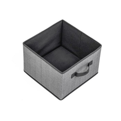 Square non-woven storage box, gray fabric with open top and carry handle