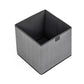 Square non-woven storage box, gray fabric, open top with carry handle detail