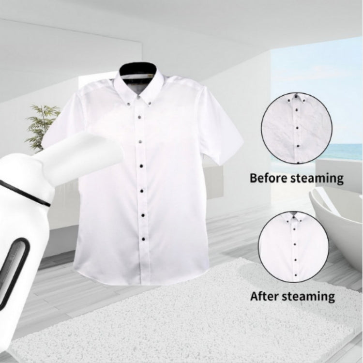 Handheld garment steamer with nozzle and steam-ready head for hanging shirts