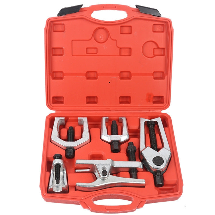 Car ball joint puller tool set in red case with five metal pullers