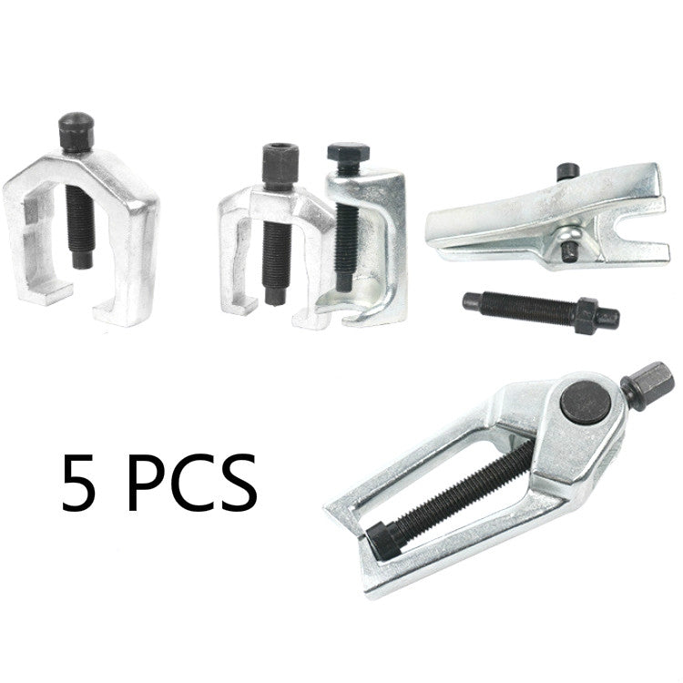 5-piece metal ball joint puller set with clamps and pins, with black handle