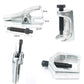 Metal ball joint puller tool with threaded screw and mounting frame (size shown)