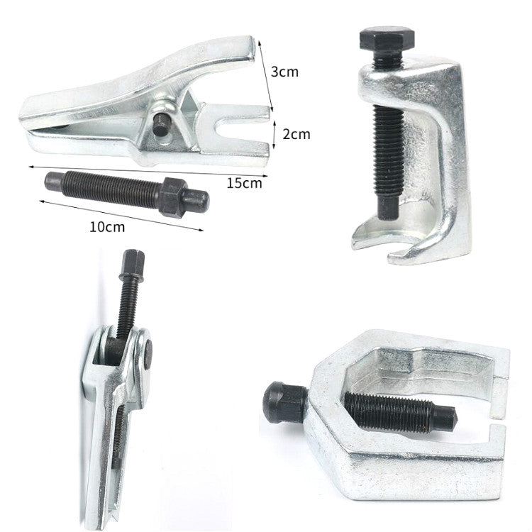 Metal ball joint puller tool with threaded screw and mounting frame (size shown)