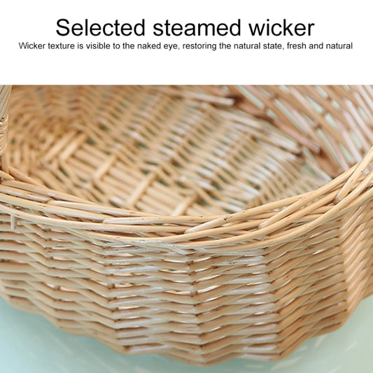 Hand-woven wicker storage basket basket weave detail with open rim