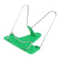 Green plastic base and metal wire book stand with arched supports for pages