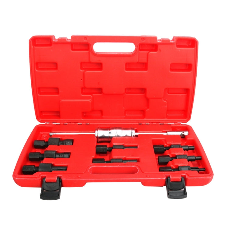Red tool case with 9-piece inner bearing puller and sliding hammer adapters