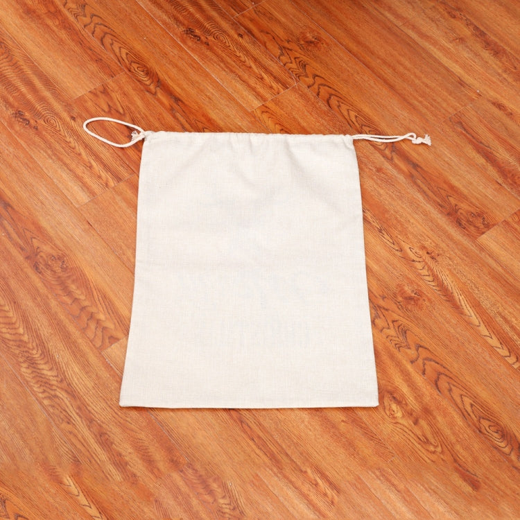 Cream linen drawstring pouch with no front print