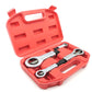 Open red case showing 4 nut splitter tools with silver ring heads