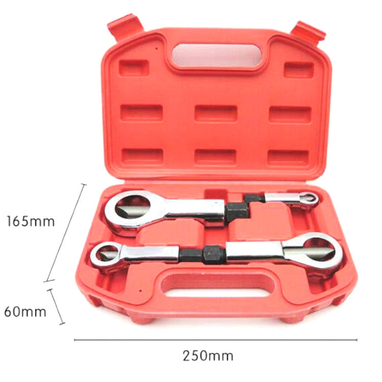 Nut splitter tool set in red case with size guide: 250mm, 165mm, 60mm