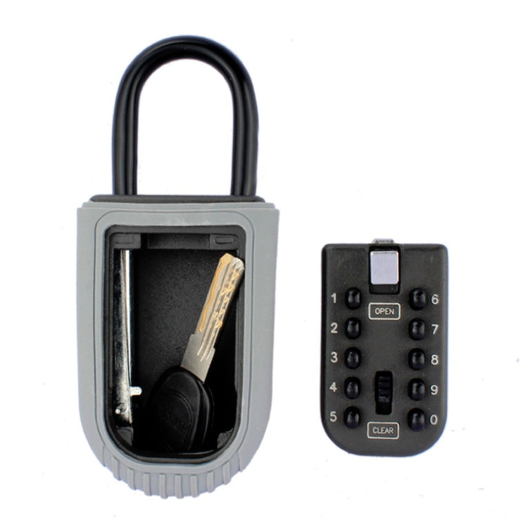 Wall-mounted key lock box with open shackle and password keypad