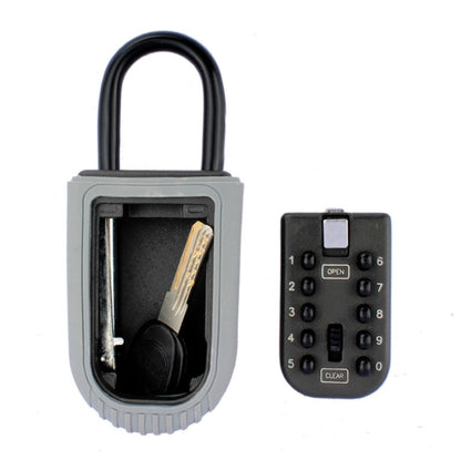 Wall-mounted key lock box with open shackle and password keypad