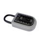 Wall-mounted keypad lock key box with number buttons and shackle cable