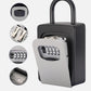 Grey key password lock box with keypad, plus close-up detail panels