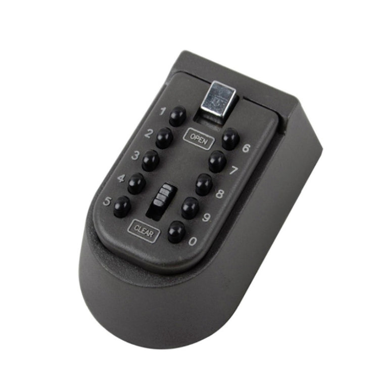 Combination key lock box with slanted keypad, open and clear buttons, and protective cover