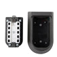 Wall-mounted key lock box with open back housing and screw-mounting holes