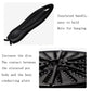 Black disc plate with vented handle and hanging loop; raised contact surface for heating