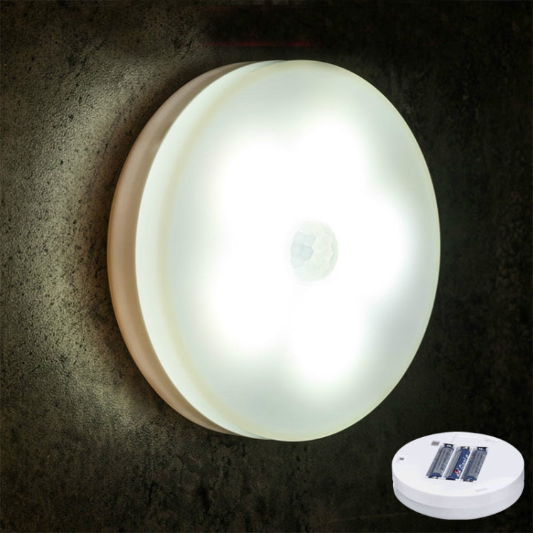 Round wall LED night light with bright white glow and circular light panel