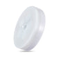 White round LED night light with visible sensor and side profile view