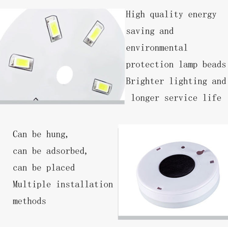 White round LED induction night light base with top sensor and indicator dots