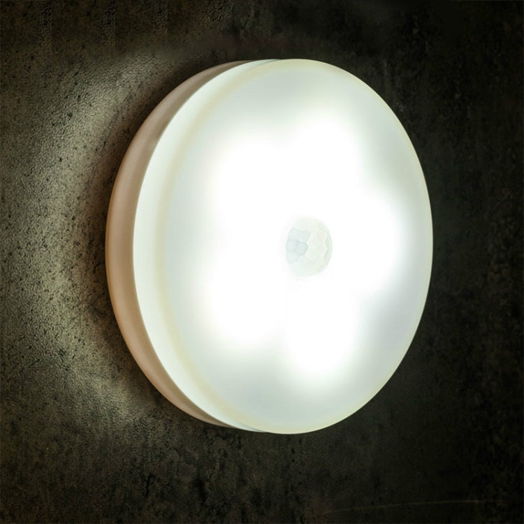 Round wall LED night light with bright white glow and smooth outer ring