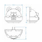 Bear night light wall lamp dimension diagram with front and side views