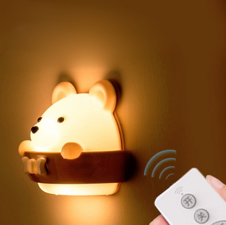 Bear night light wall lamp with remote, warm glow on the wall