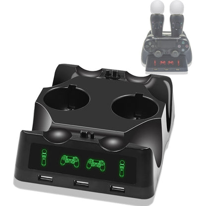 Black charging dock base with controller stands and two VR motion controller slots
