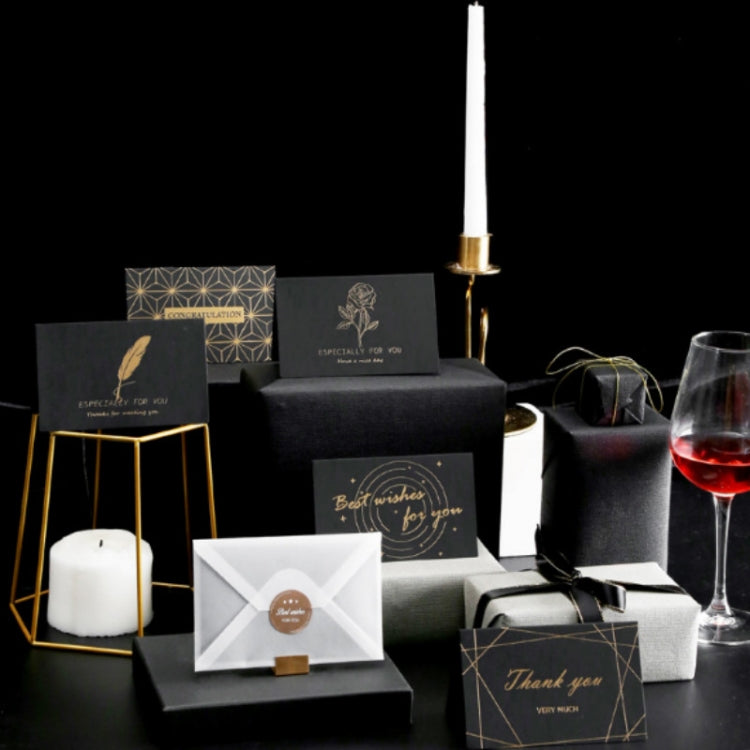 Bronzed greeting card and envelope set with matching boxed gift accessories