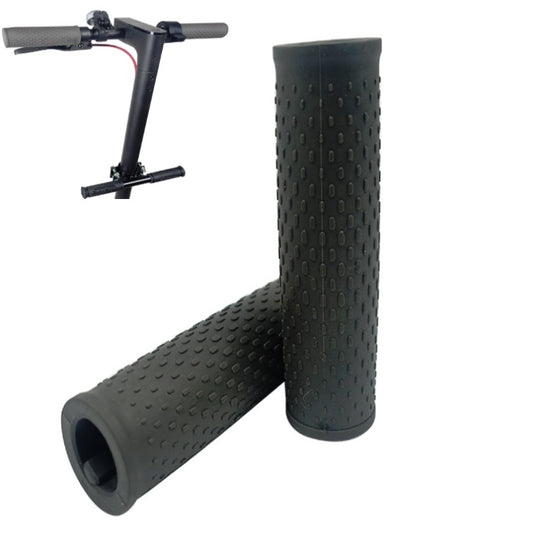 Silicone electric scooter handlebar grips pair, textured dark gray/black exterior, open ends