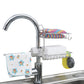 Stainless steel sink rack with stacked wire shelf and towel holder