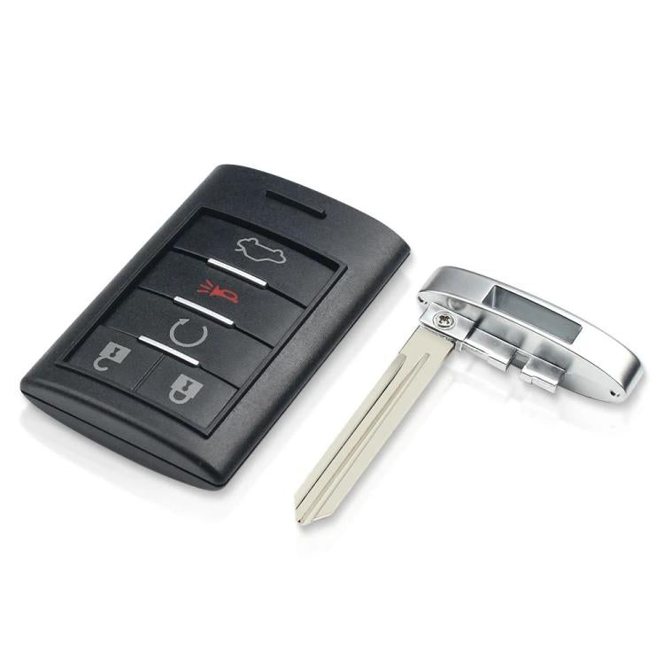 Black remote key fob case with blank key blade attached and button icons