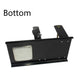 Bottom view of black soldering iron stand base with mounting brackets and tray plate